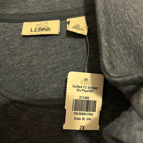 LL Bean Quilted Full Zip Sweatshirt Jacket NWT 2X - Picture 4 of 5